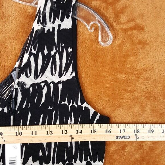 TAHARI Womens Dress Small Black White Fit Flare A-Line Sundress Midi Stretch - Picture 2 of 10